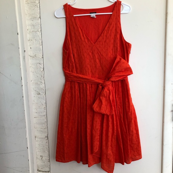 J Crew Factory Cotton Pleated V-Neck Orange 12 - Picture 2 of 6